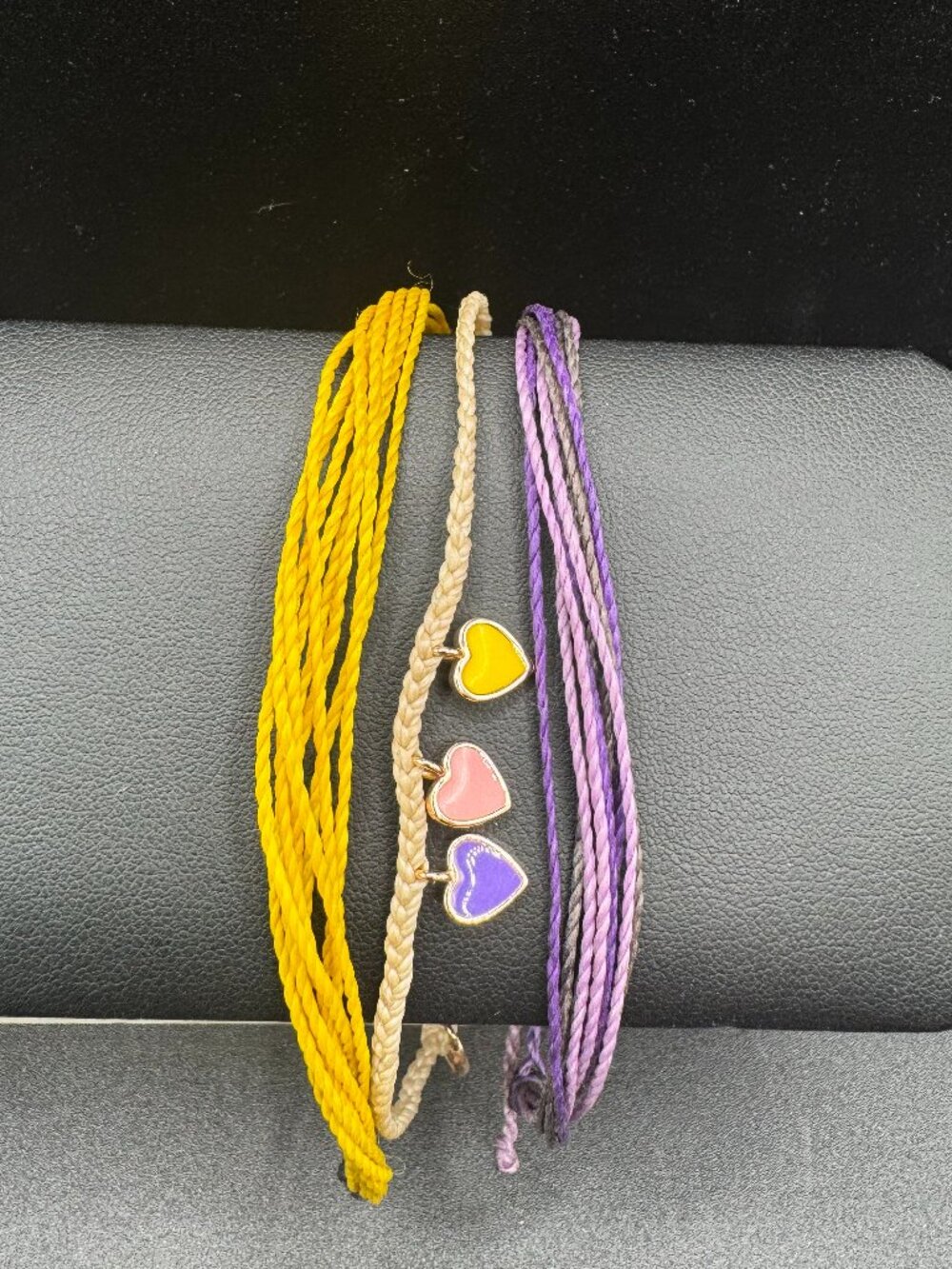 Pura Vida Colorful Heart Charm Yellow Purple Pink Boho Waterproof Bracelet Stack